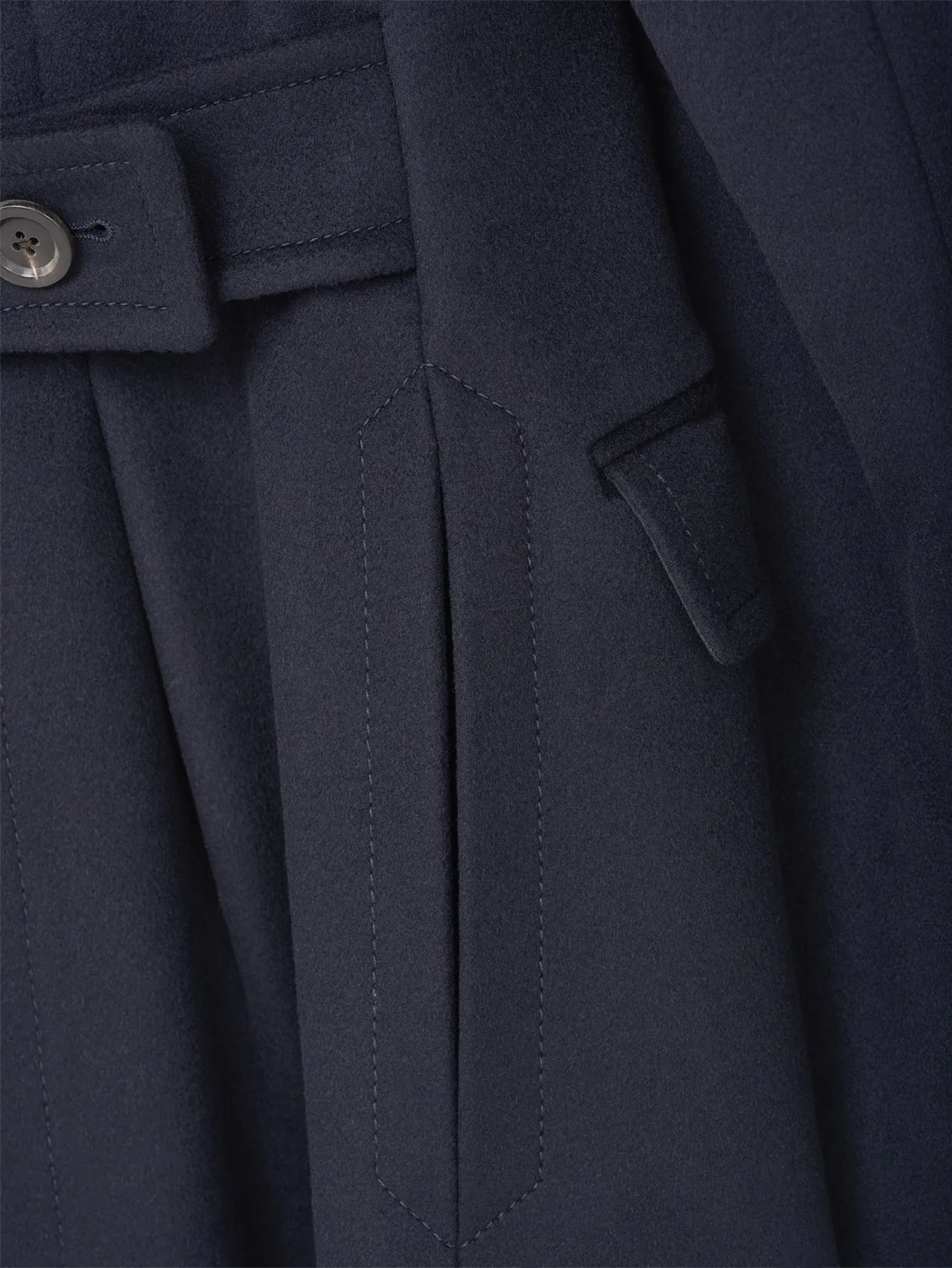 Navy Double Breasted Peak Label Long Coat