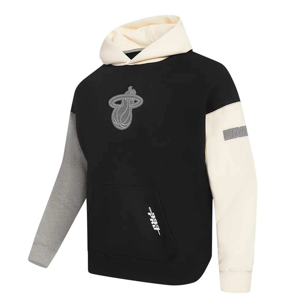 NBA MIAMI HEAT REVERSE FRENCH TERRY MEN'S CB FLC PO HOODIE (BLACK/GRAY/EGGSHELL)
