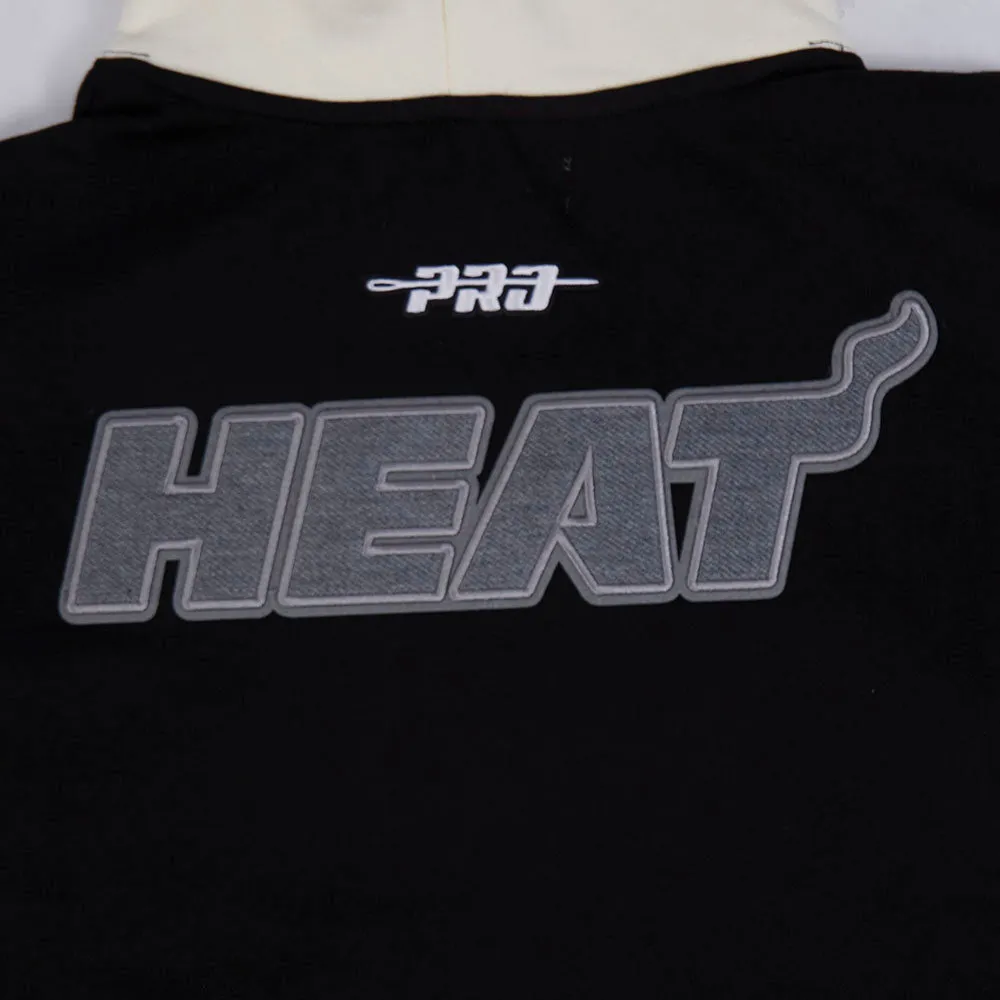 NBA MIAMI HEAT REVERSE FRENCH TERRY MEN'S CB FLC PO HOODIE (BLACK/GRAY/EGGSHELL)