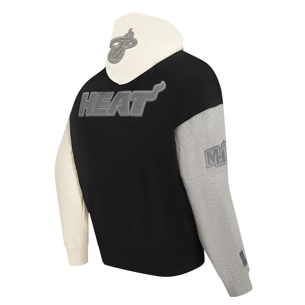 NBA MIAMI HEAT REVERSE FRENCH TERRY MEN'S CB FLC PO HOODIE (BLACK/GRAY/EGGSHELL)