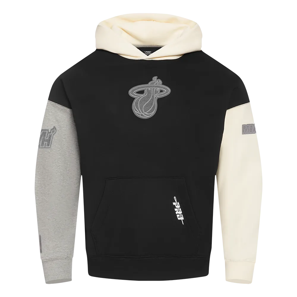 NBA MIAMI HEAT REVERSE FRENCH TERRY MEN'S CB FLC PO HOODIE (BLACK/GRAY/EGGSHELL)