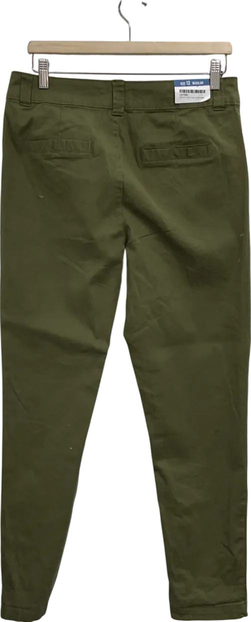 New Look Green Khaki Slim Stretch Cotton Chinos UK 12