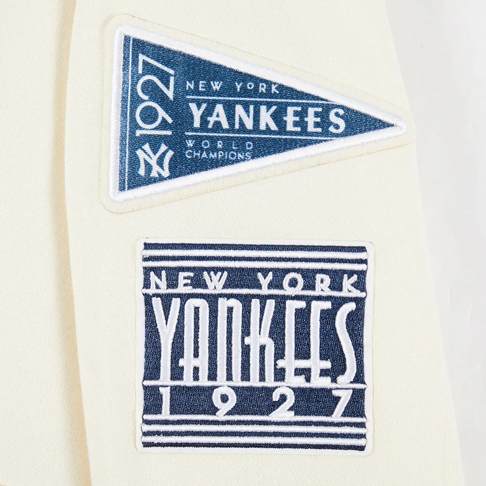 NEW YORK YANKEES RETRO CLASSIC BIG BOYS RIB FLC PO HOODIE (EGGSHELL/ MIDNIGHT NAVY)