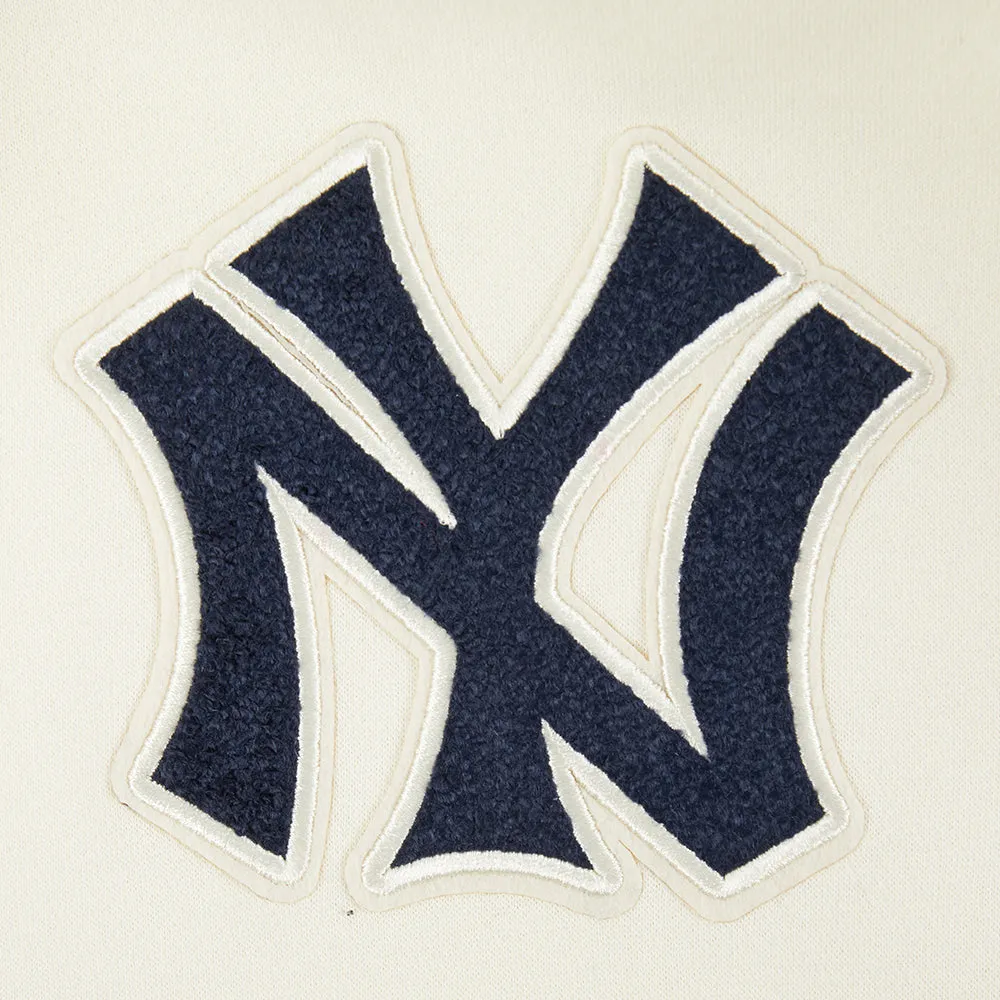 NEW YORK YANKEES RETRO CLASSIC BIG BOYS RIB FLC PO HOODIE (EGGSHELL/ MIDNIGHT NAVY)