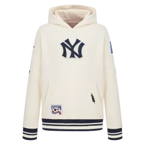 NEW YORK YANKEES RETRO CLASSIC BIG BOYS RIB FLC PO HOODIE (EGGSHELL/ MIDNIGHT NAVY)