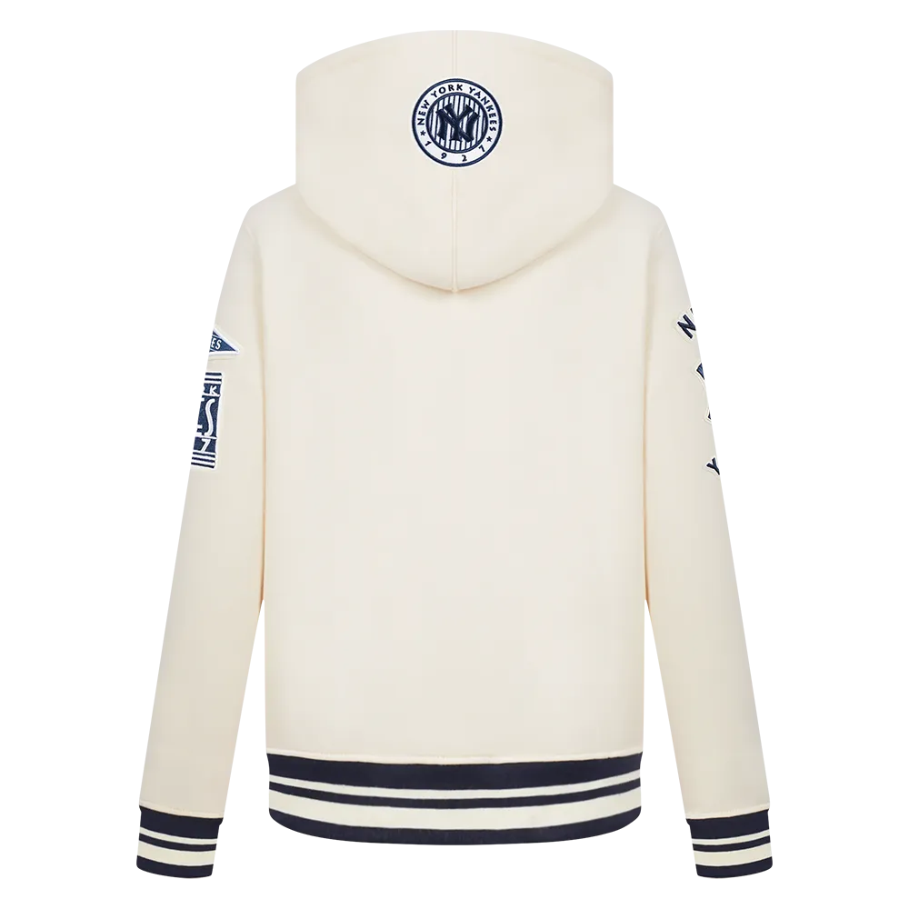 NEW YORK YANKEES RETRO CLASSIC BIG BOYS RIB FLC PO HOODIE (EGGSHELL/ MIDNIGHT NAVY)