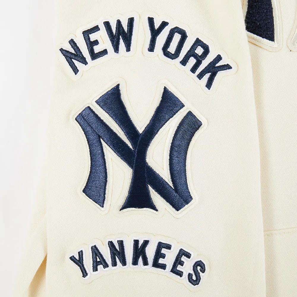 NEW YORK YANKEES RETRO CLASSIC BIG BOYS RIB FLC PO HOODIE (EGGSHELL/ MIDNIGHT NAVY)