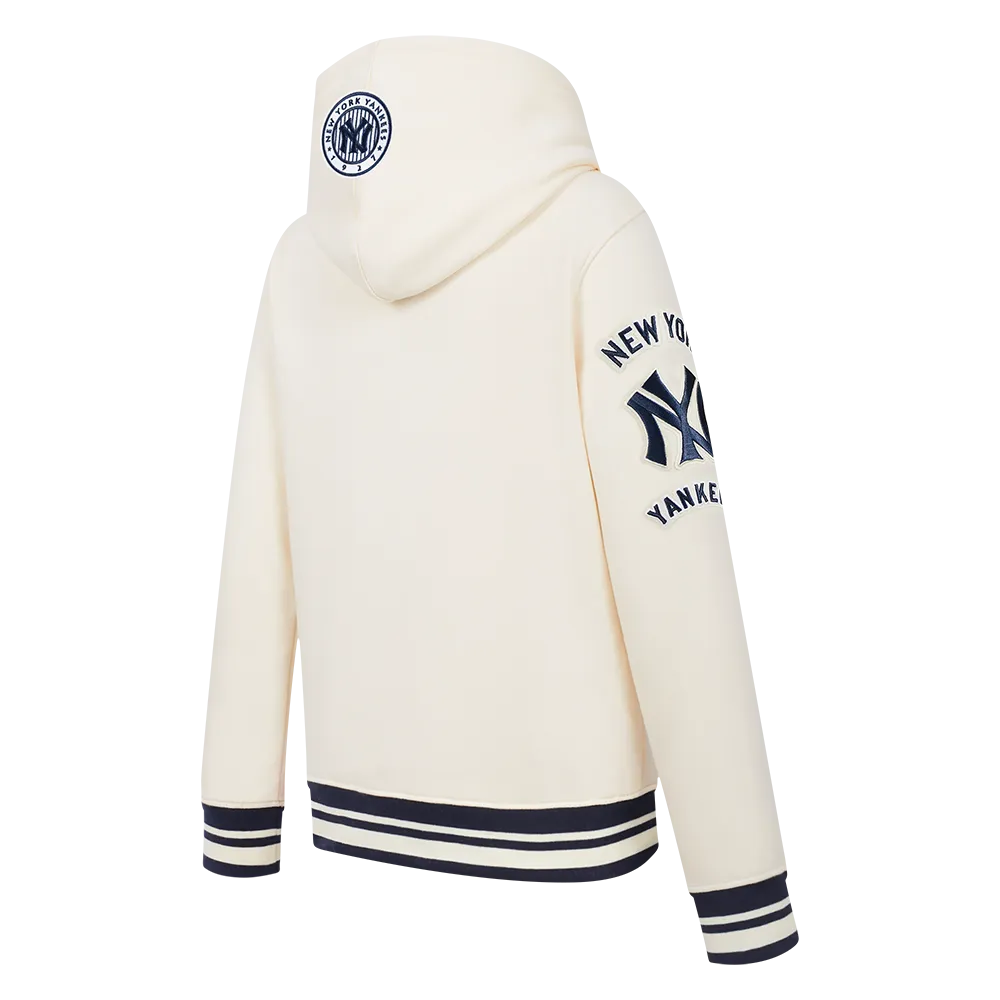 NEW YORK YANKEES RETRO CLASSIC BIG BOYS RIB FLC PO HOODIE (EGGSHELL/ MIDNIGHT NAVY)