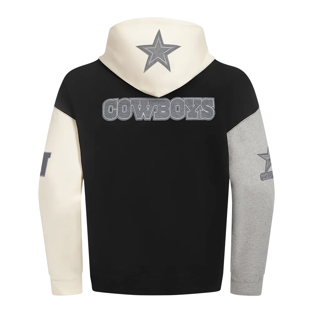 NFL DALLAS COWBOYS REVERSE FRENCH TERRY MEN'S CB FLC PO HOODIE (BLACK/GRAY/EGGSHELL)