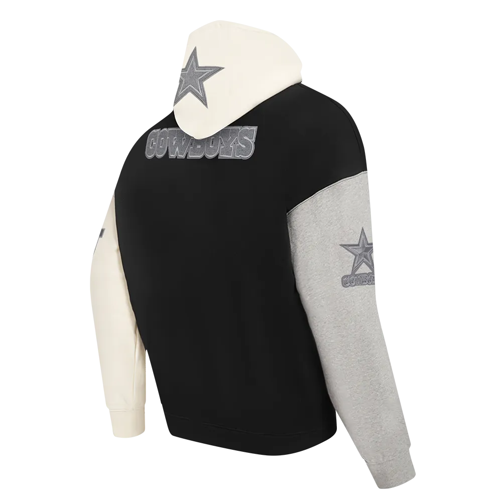 NFL DALLAS COWBOYS REVERSE FRENCH TERRY MEN'S CB FLC PO HOODIE (BLACK/GRAY/EGGSHELL)