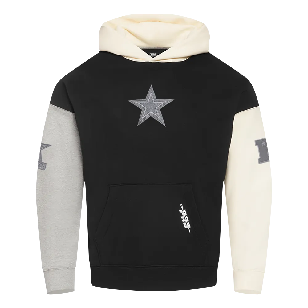 NFL DALLAS COWBOYS REVERSE FRENCH TERRY MEN'S CB FLC PO HOODIE (BLACK/GRAY/EGGSHELL)