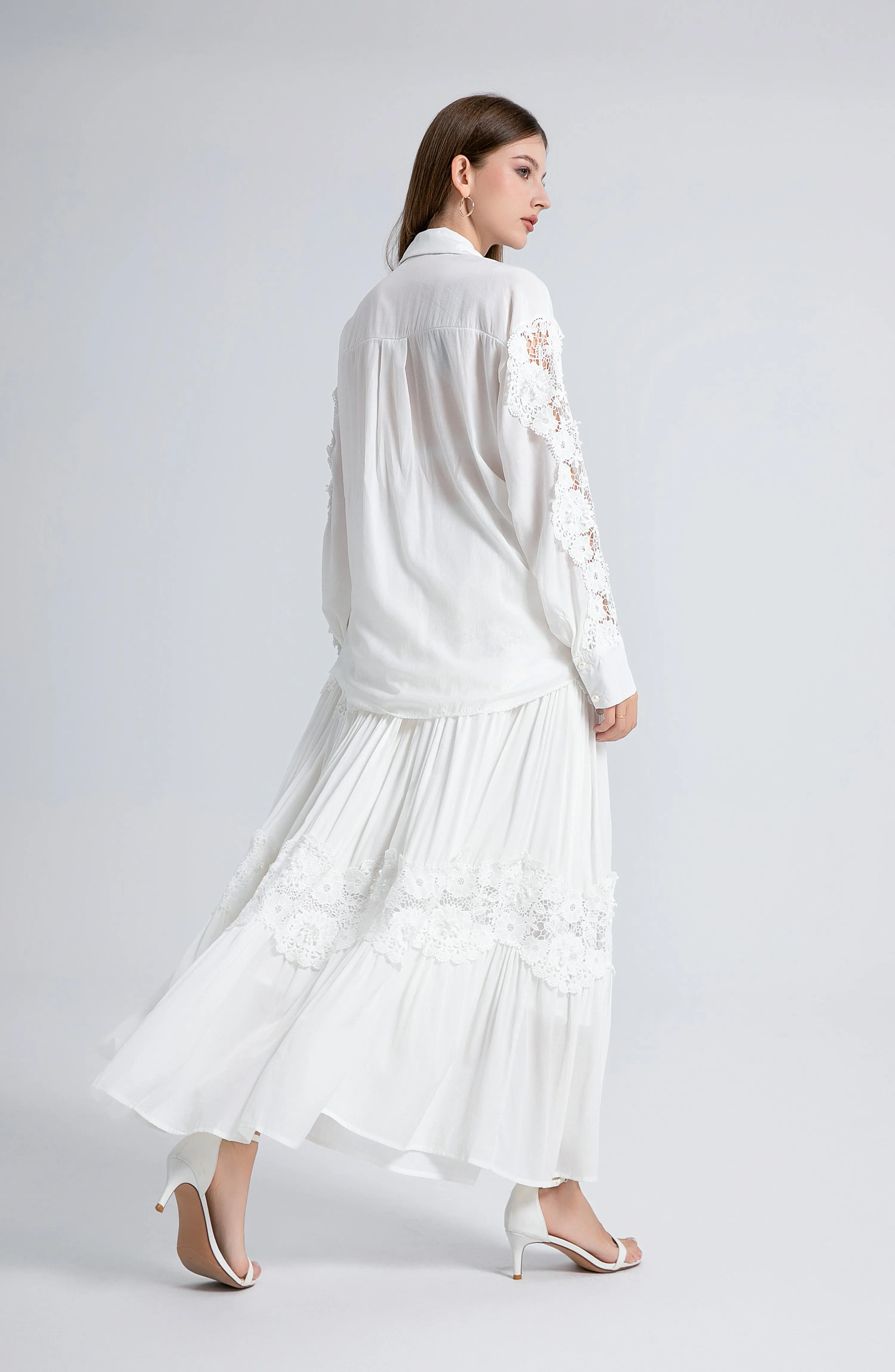 Outfit Lace Elastic Waist Layered Dress