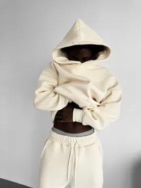 Oversize Basic Hoodie - Antique White