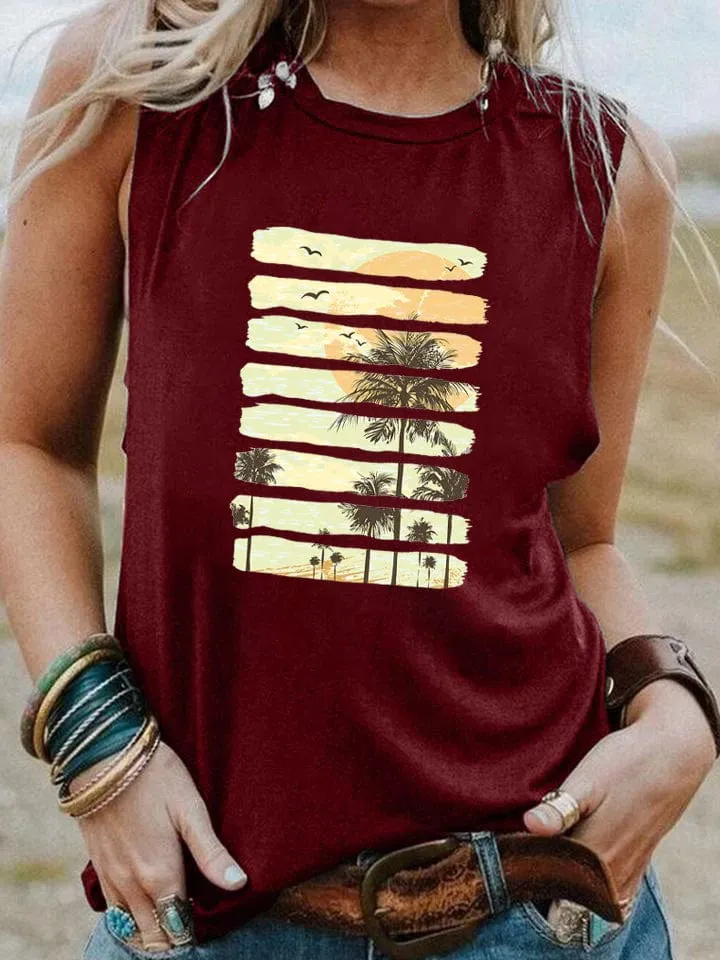 Palm Tree Sunset Vintage Tank