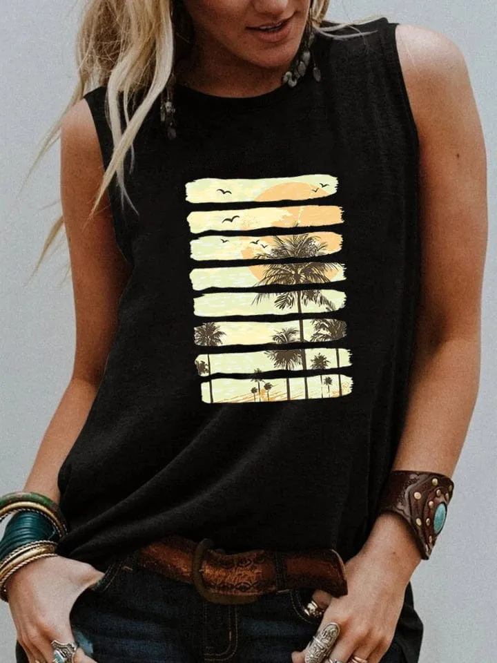 Palm Tree Sunset Vintage Tank