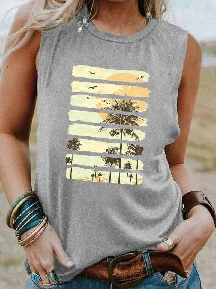 Palm Tree Sunset Vintage Tank