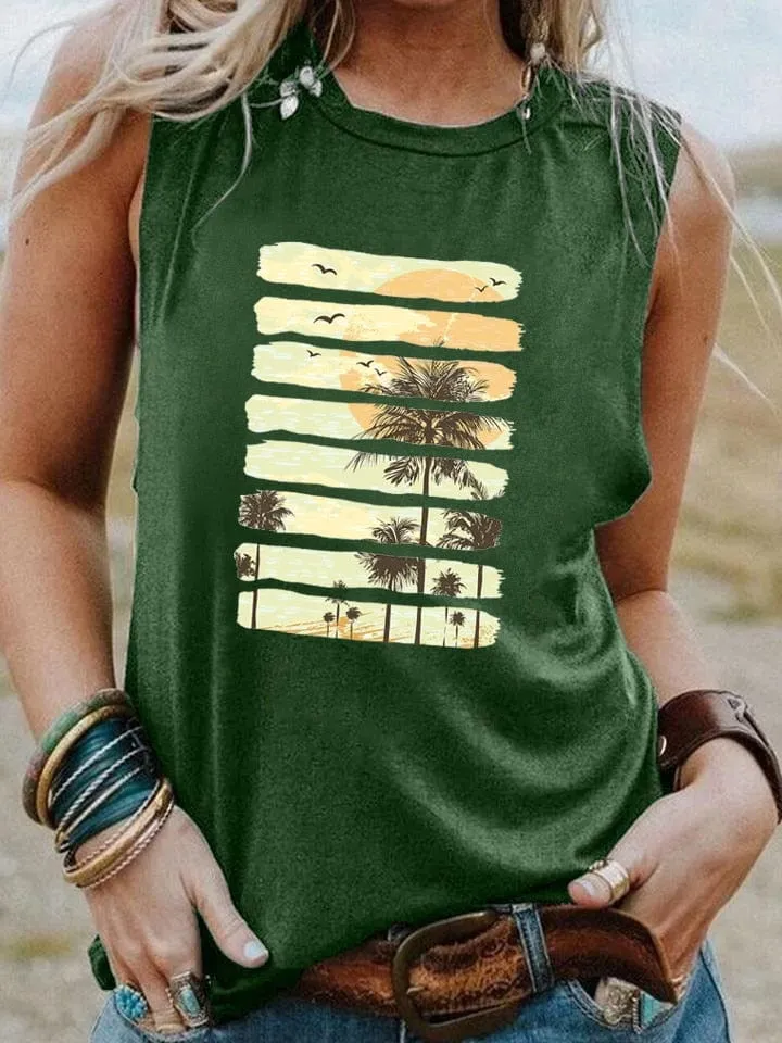 Palm Tree Sunset Vintage Tank