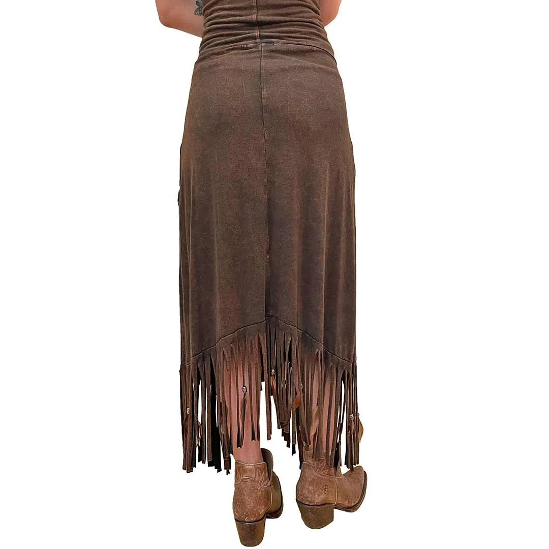 Pat Dahnke Women's Criss-Cross Fringe Maxi Skirt