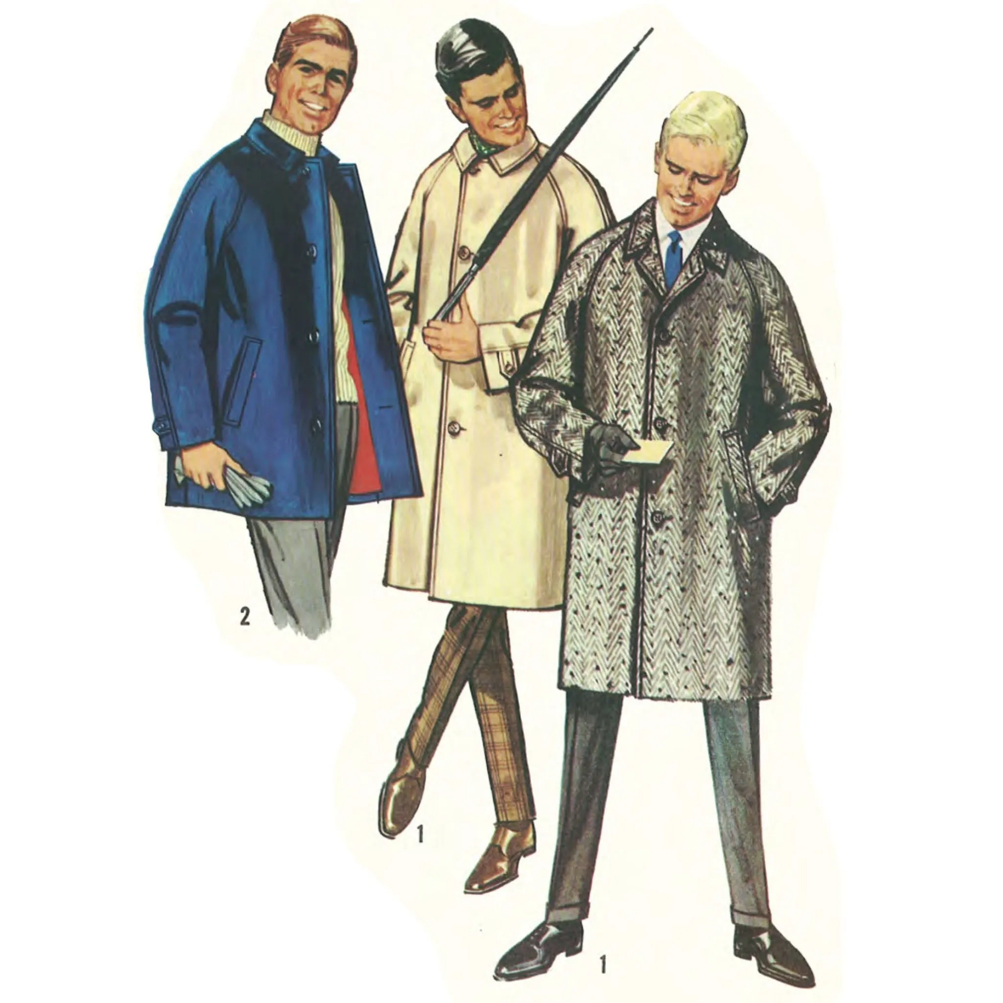 PDF - Vintage 1960s Sewing Pattern, Men's Mod Coat Overcoat - Multi-sizes - Instantly Print at Home