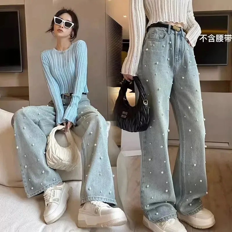 Pearls Loose Long Jeans