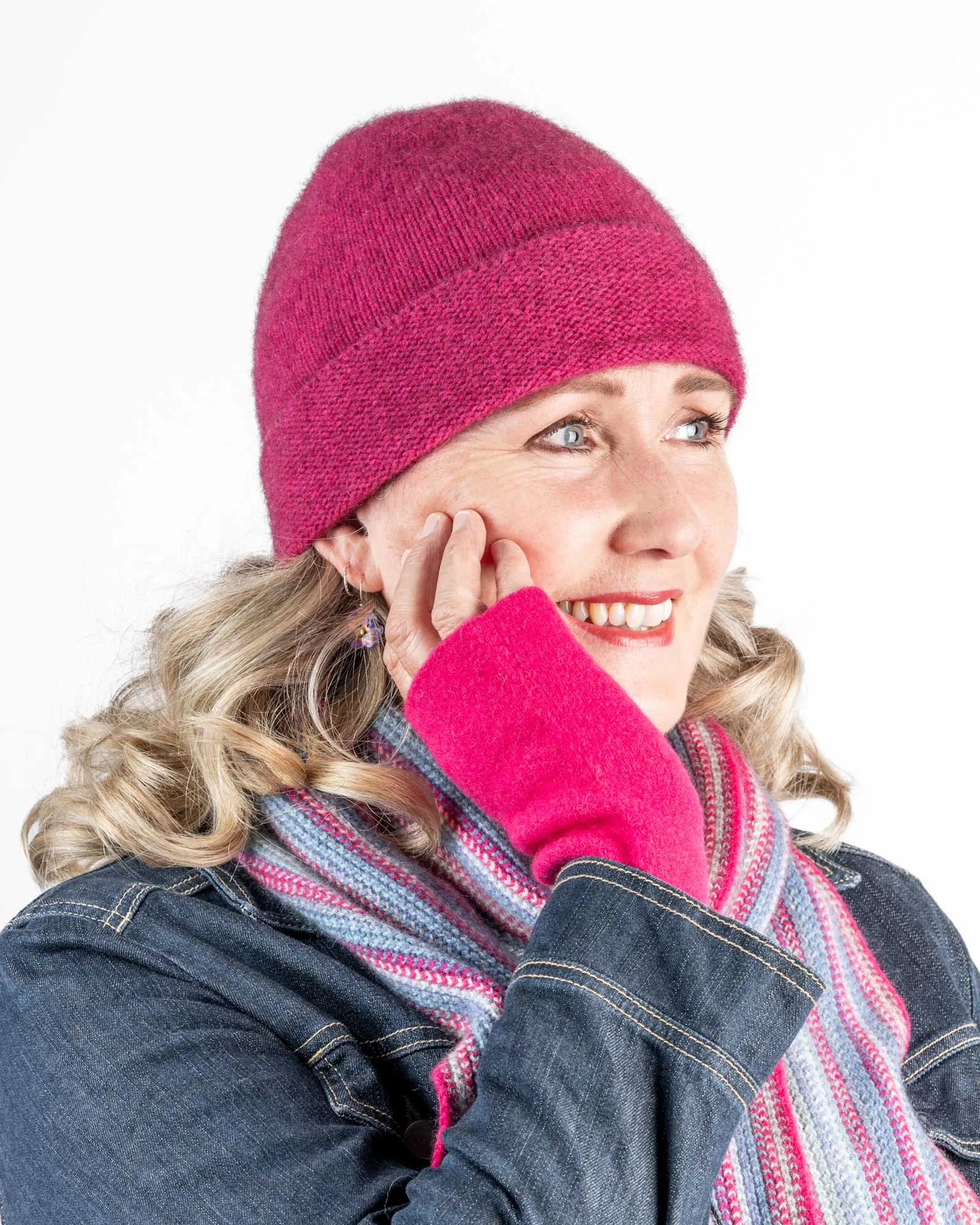 Peony Pink Plain Beanie Hat - NX101