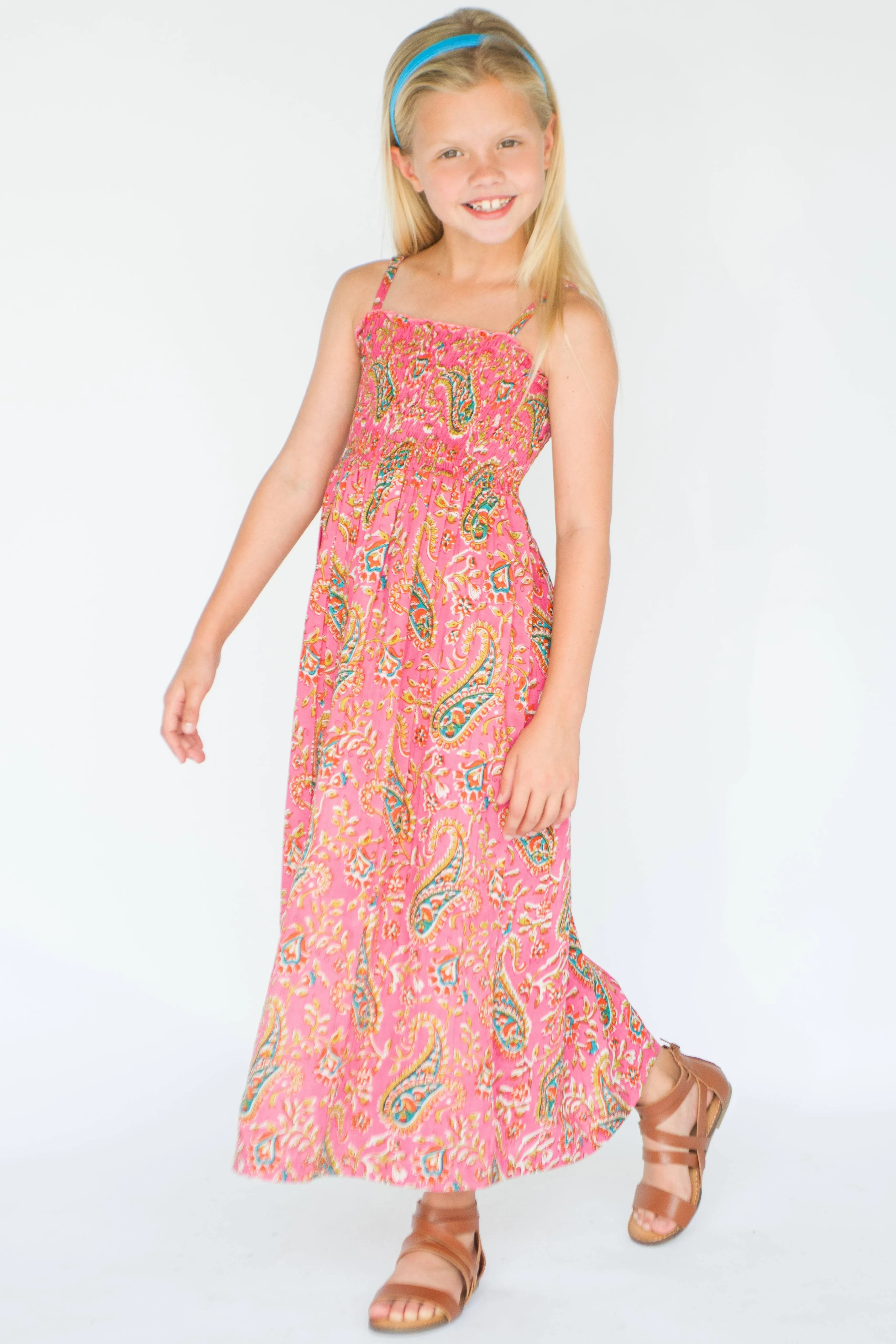 Pink Paisley Print Maxi Dress