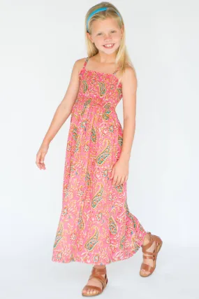 Pink Paisley Print Maxi Dress