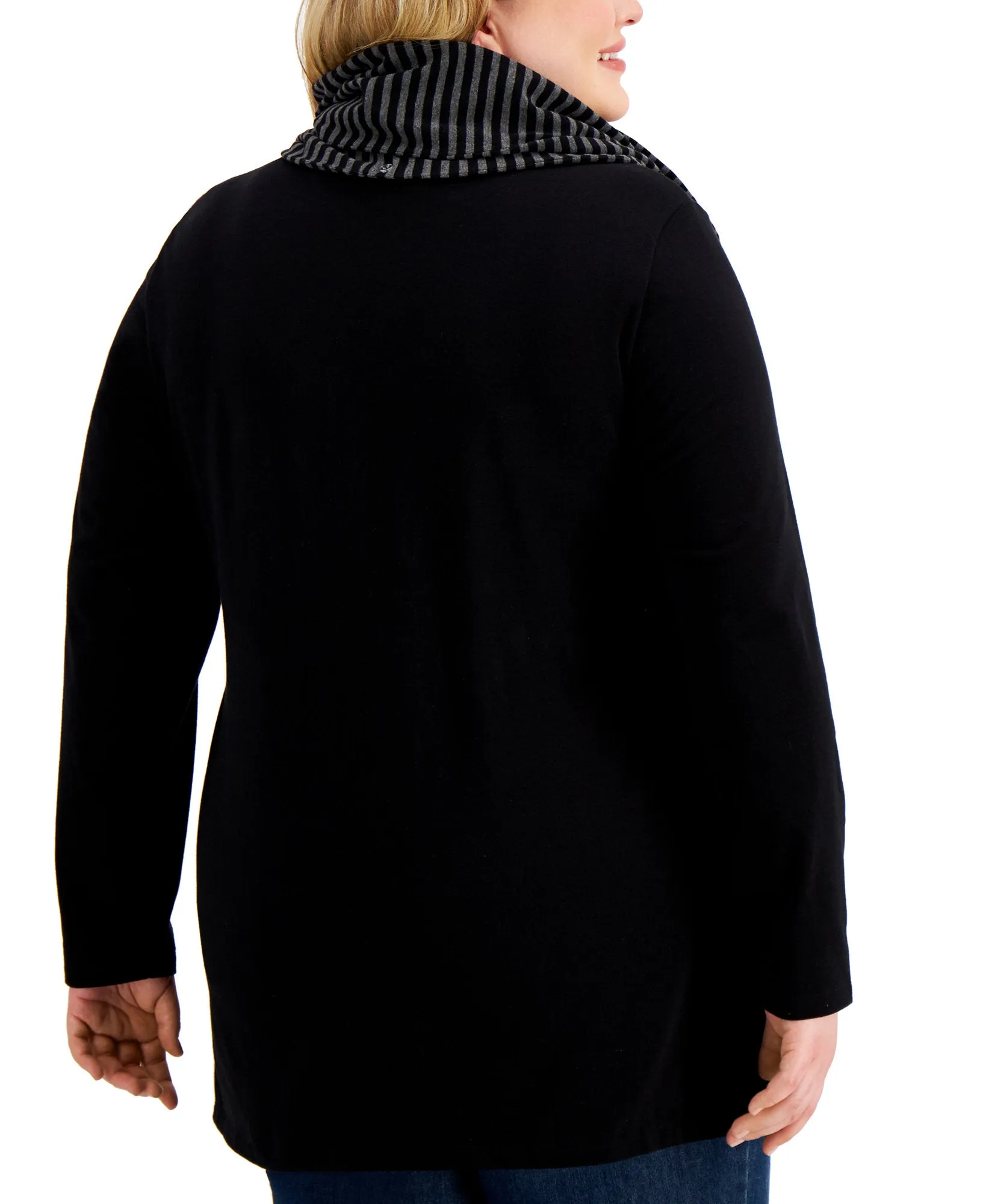 Plus Removable-Scarf Top