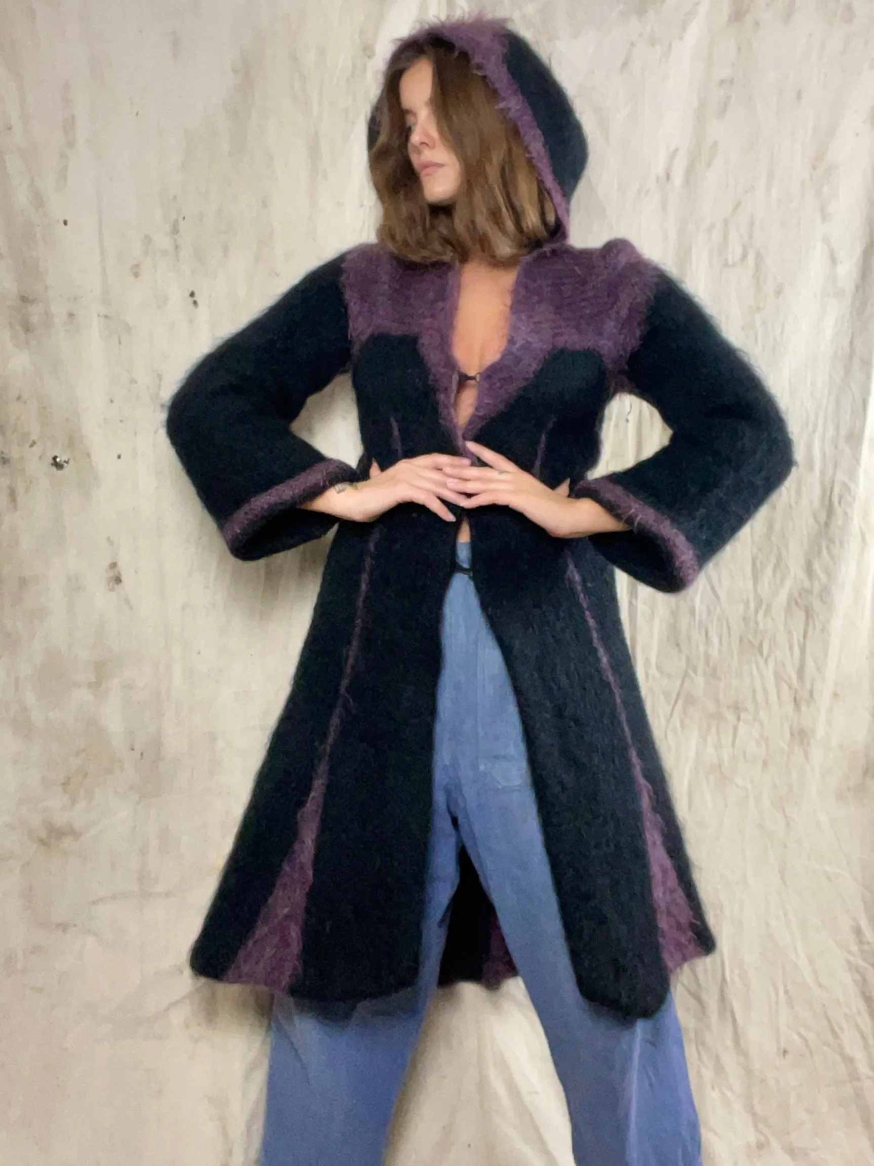 Rare 1930s/40s Hooded Knit Mohair Coat