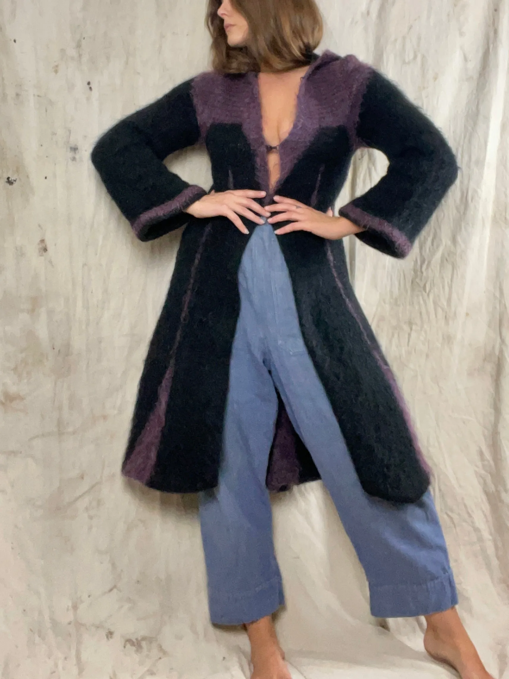 Rare 1930s/40s Hooded Knit Mohair Coat