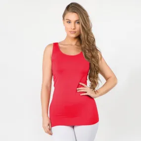 Red round neck tank top