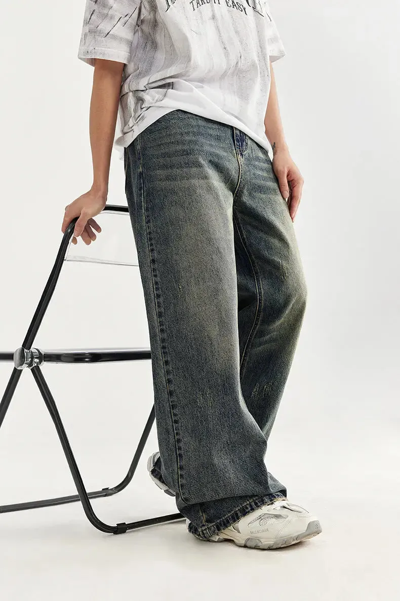 Retro Distressed Wide Leg Jeans