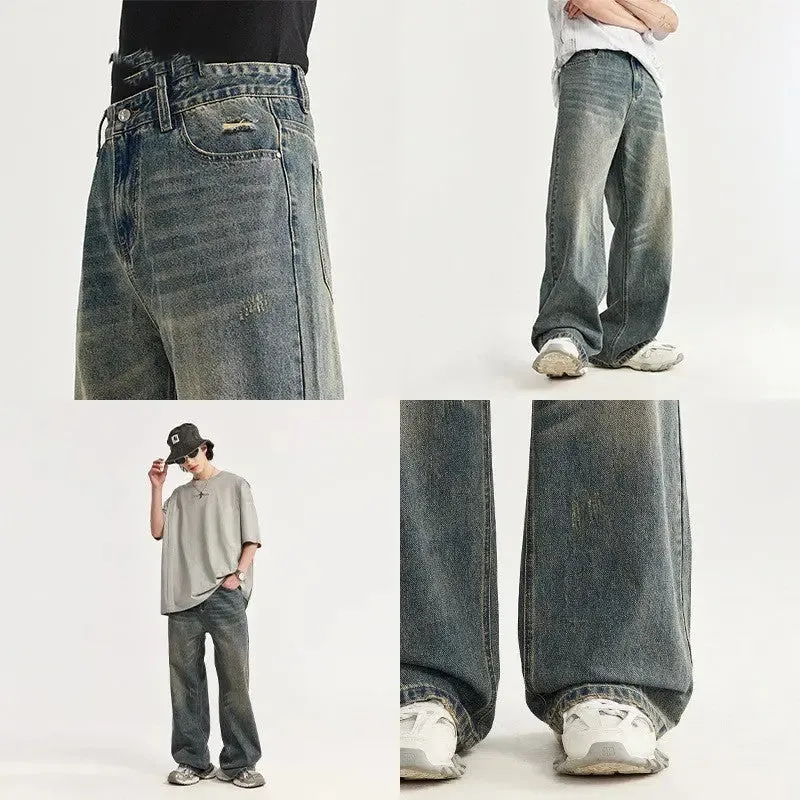 Retro Distressed Wide Leg Jeans