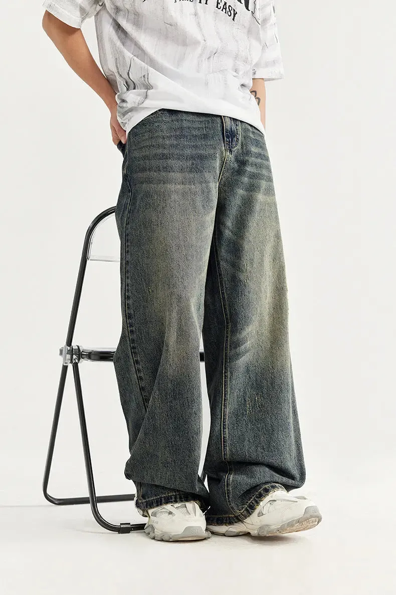 Retro Distressed Wide Leg Jeans