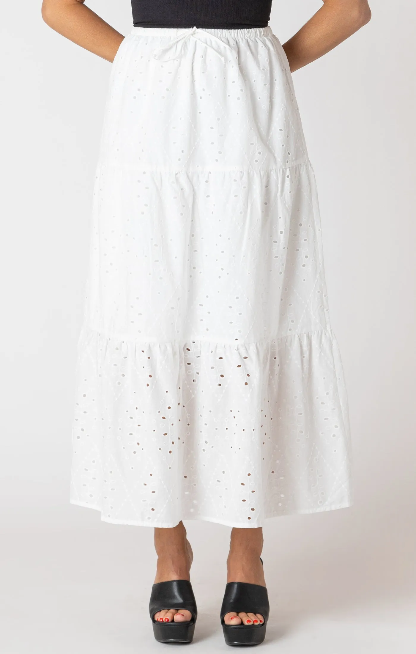 Room 34 Embroidered Tiered Skirt