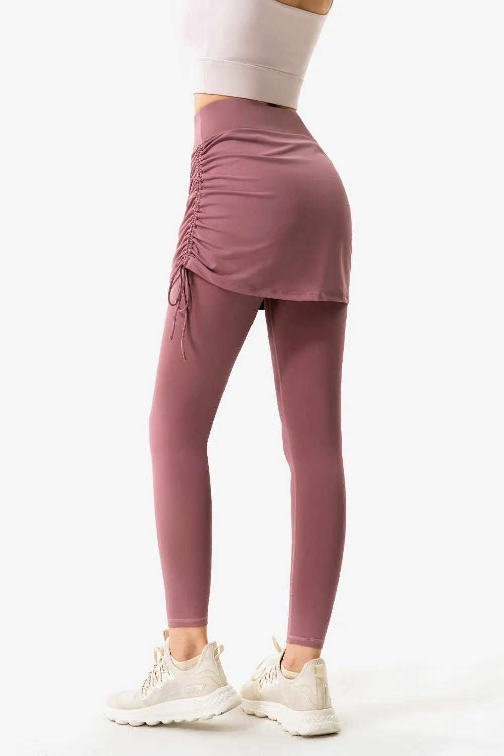 Ruched Faux Layered Yoga Leggings