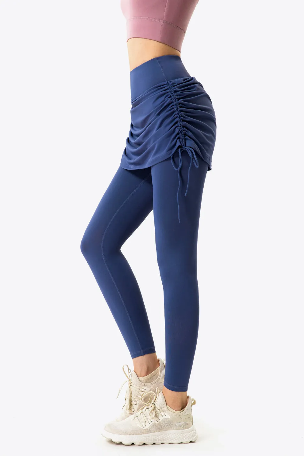 Ruched Faux Layered Yoga Leggings