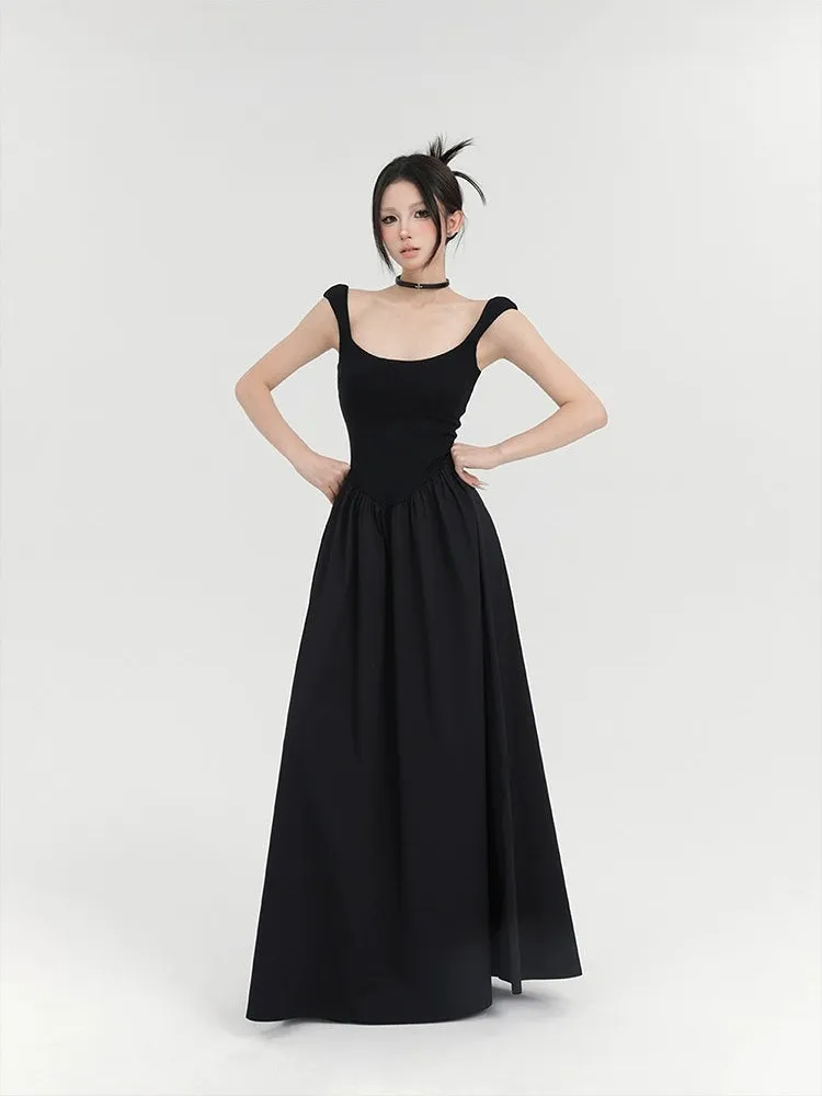 Sleeveless Vintage Square Neckline Maxi Dress