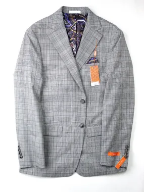Tallia Mens Slim fit Sport Coat Blazer 38 R Grey Plaid