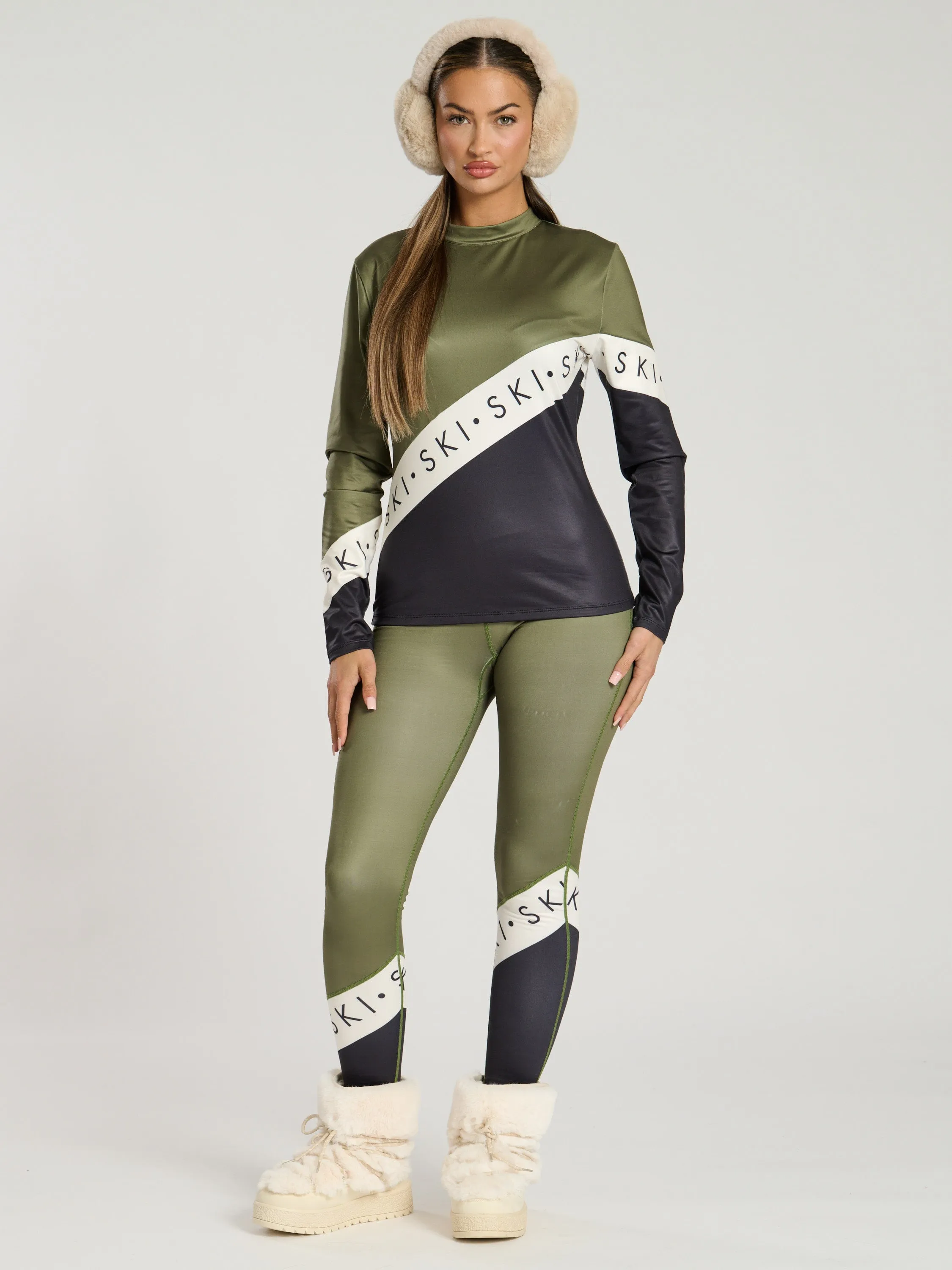 The 'Alpine' Ski Slogan Base Top In Olive
