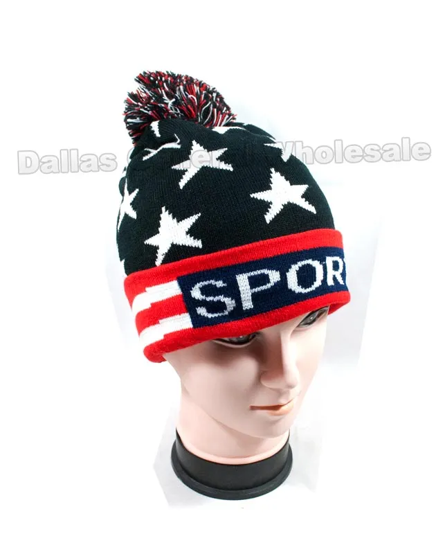 USA American Flag Knitted Beanie Caps Wholesale