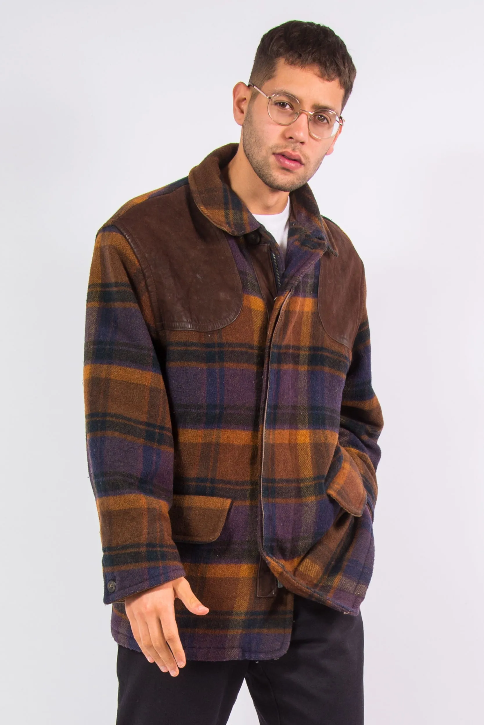 Vintage Check Pattern Wool Coat