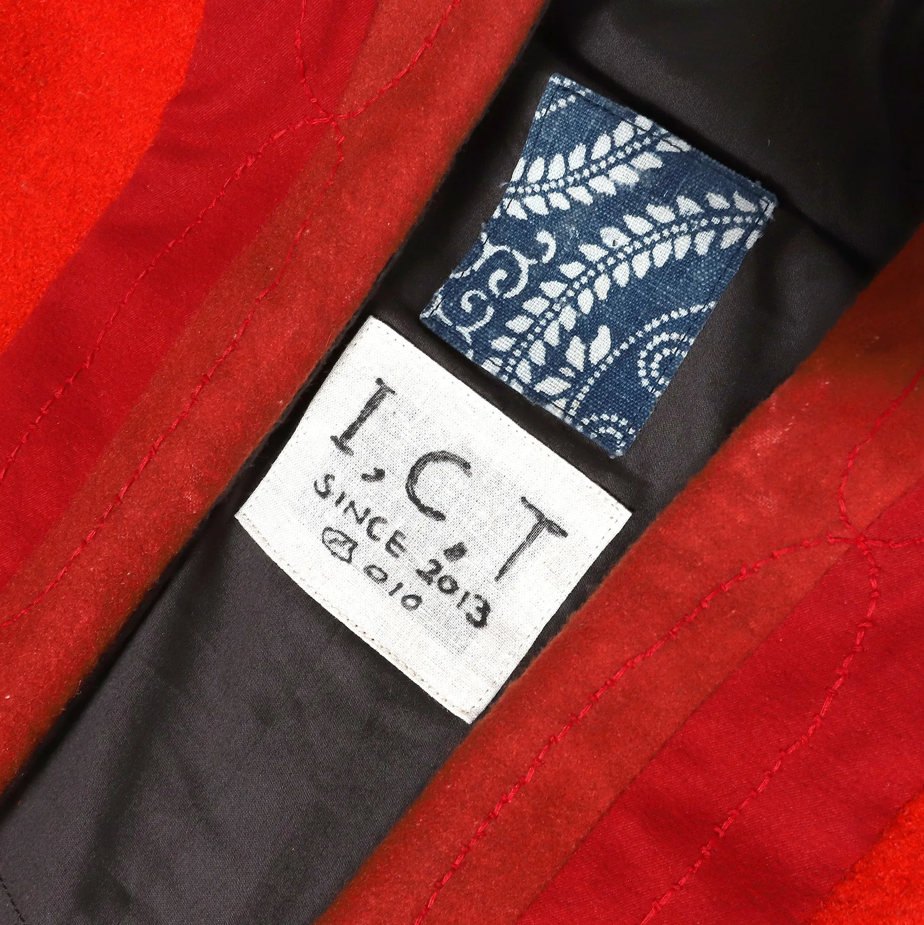 Visvim F.I.L. Indigo Camping Trailer Ruunpe Patchwork Red Kimono Wool Overcoat