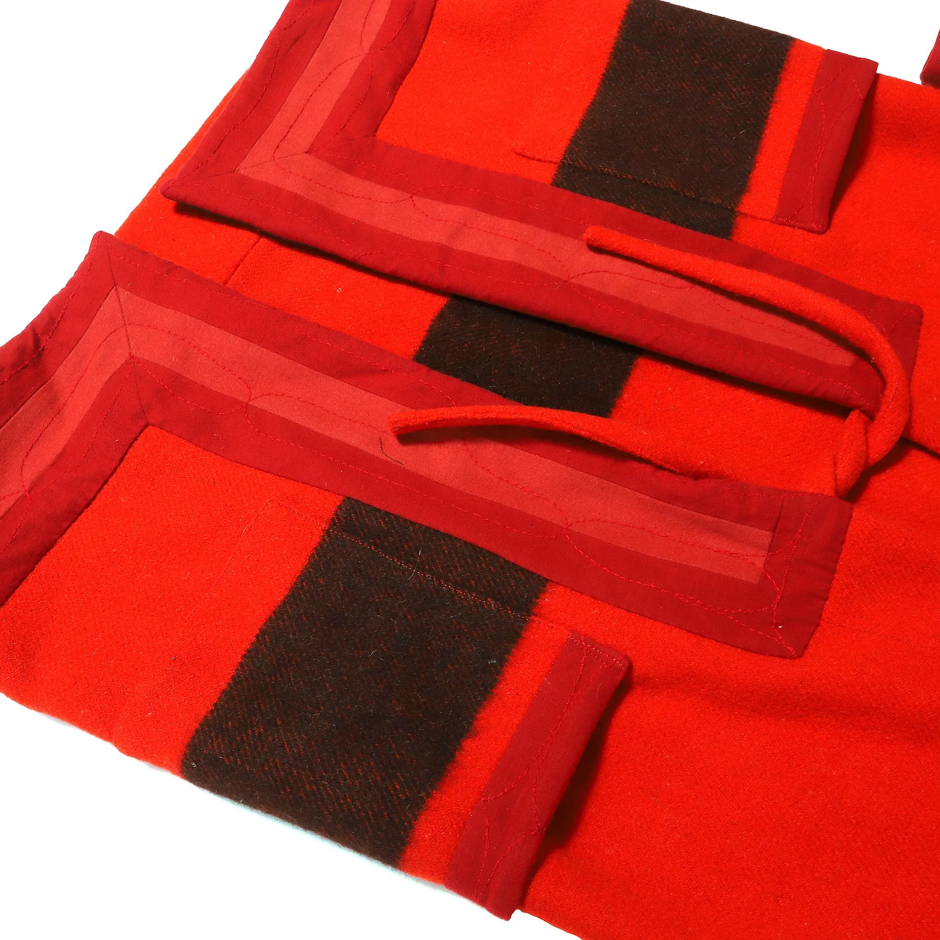 Visvim F.I.L. Indigo Camping Trailer Ruunpe Patchwork Red Kimono Wool Overcoat