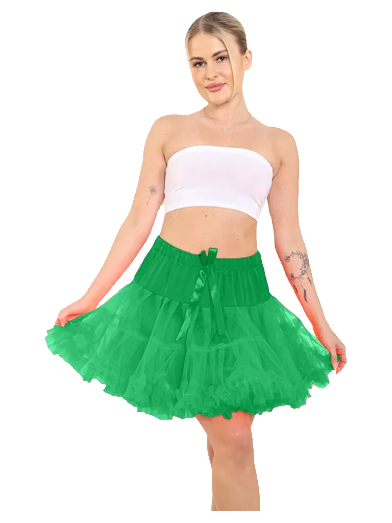 Women's Elastic Waist Ruffle Petticoat 3 Layered Tutu Skirt