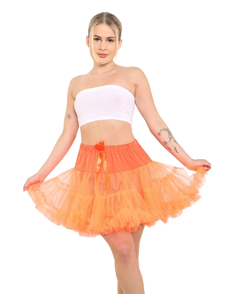 Women's Elastic Waist Ruffle Petticoat 3 Layered Tutu Skirt