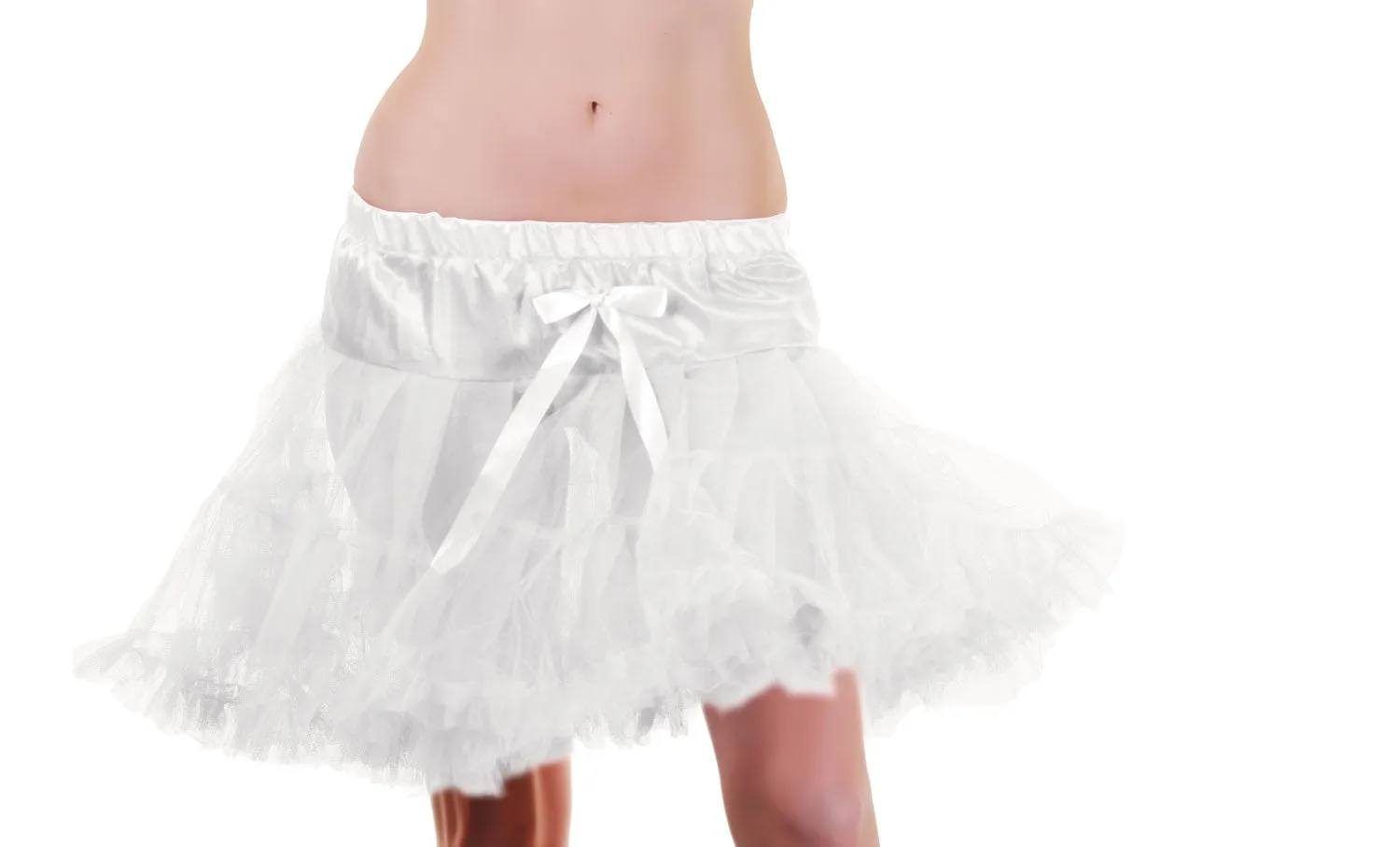 Women's Elastic Waist Ruffle Petticoat 3 Layered Tutu Skirt