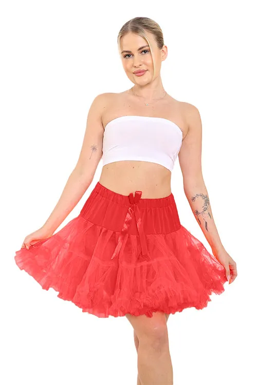 Women's Elastic Waist Ruffle Petticoat 3 Layered Tutu Skirt