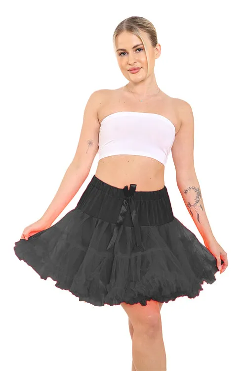 Women's Elastic Waist Ruffle Petticoat 3 Layered Tutu Skirt