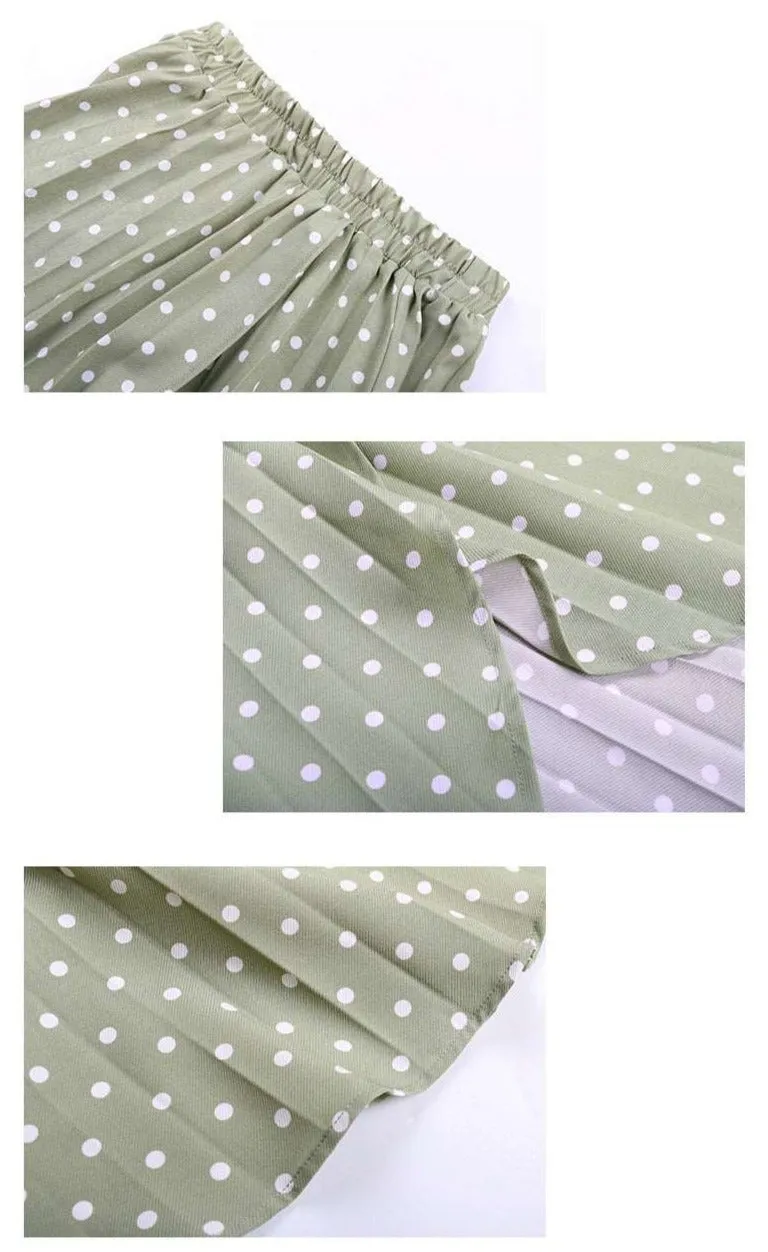 Women's Green Irregular Polka Dot Skirt